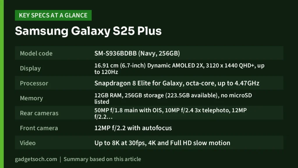 Galaxy S25 key specs at a glance