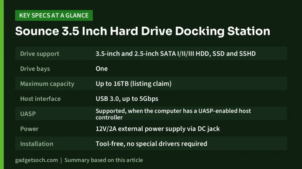 Sounce 3.5 Inch key specs at a glance