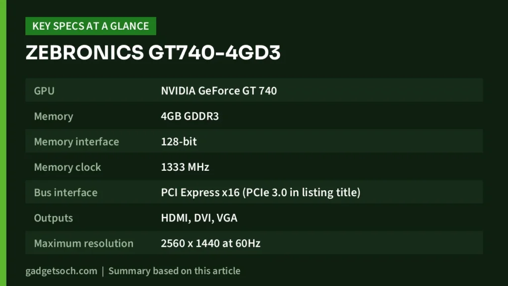ZEBRONICS GT740-4GD3 key specs at a glance