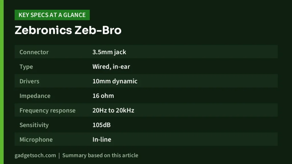 Zebronics Zeb-Bro key specs at a glance