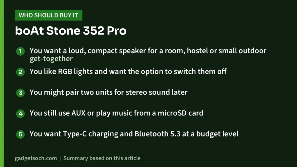 Who should buy the boAt Stone 352 Pro
