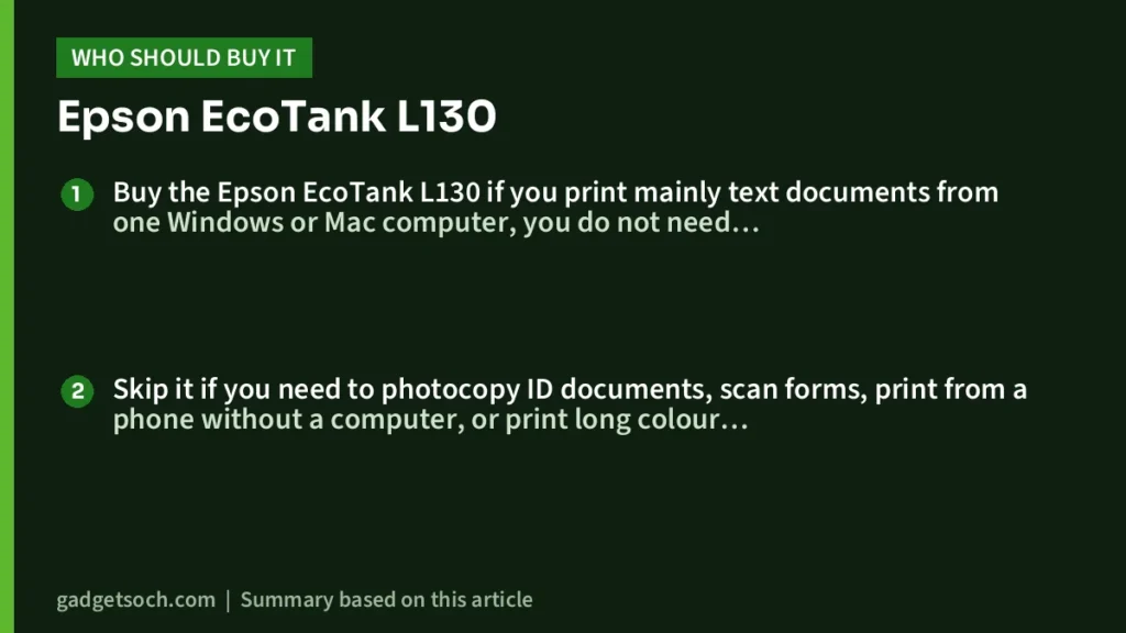 Who should buy the Epson EcoTank L130