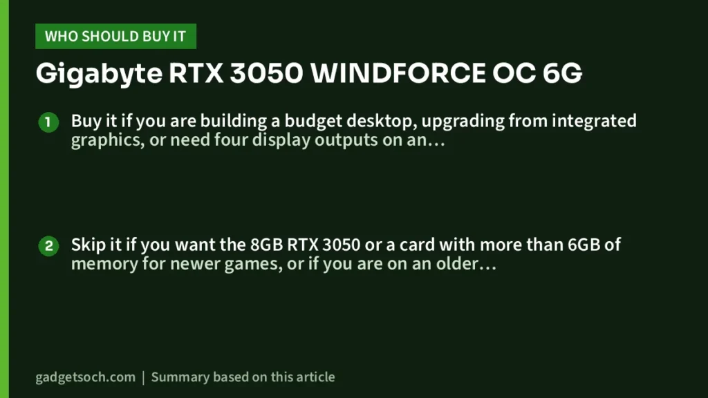 Who should buy the Gigabyte RTX 3050 WINDFORCE OC 6G