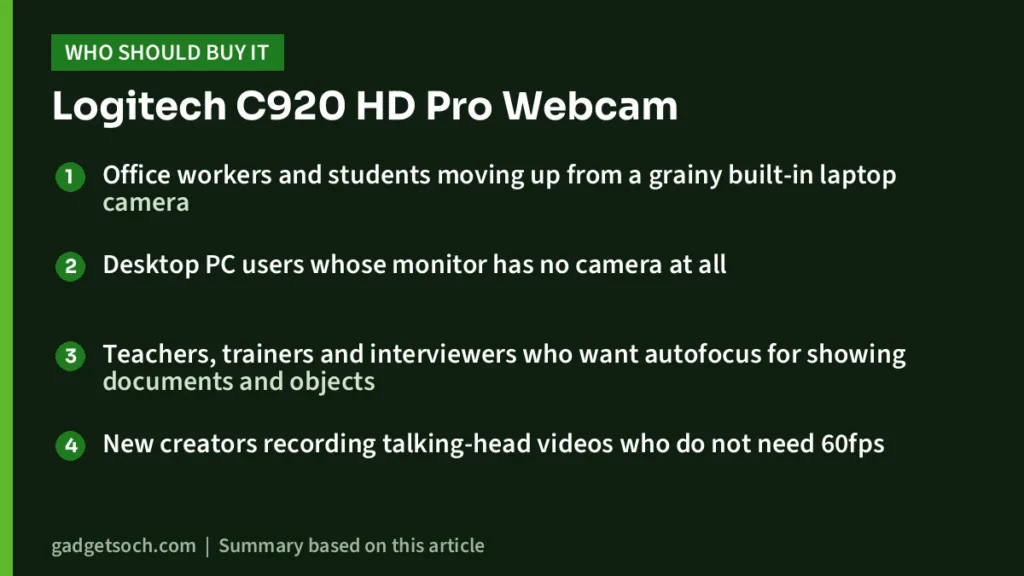 Who should buy the Logitech C920 HD Pro Webcam