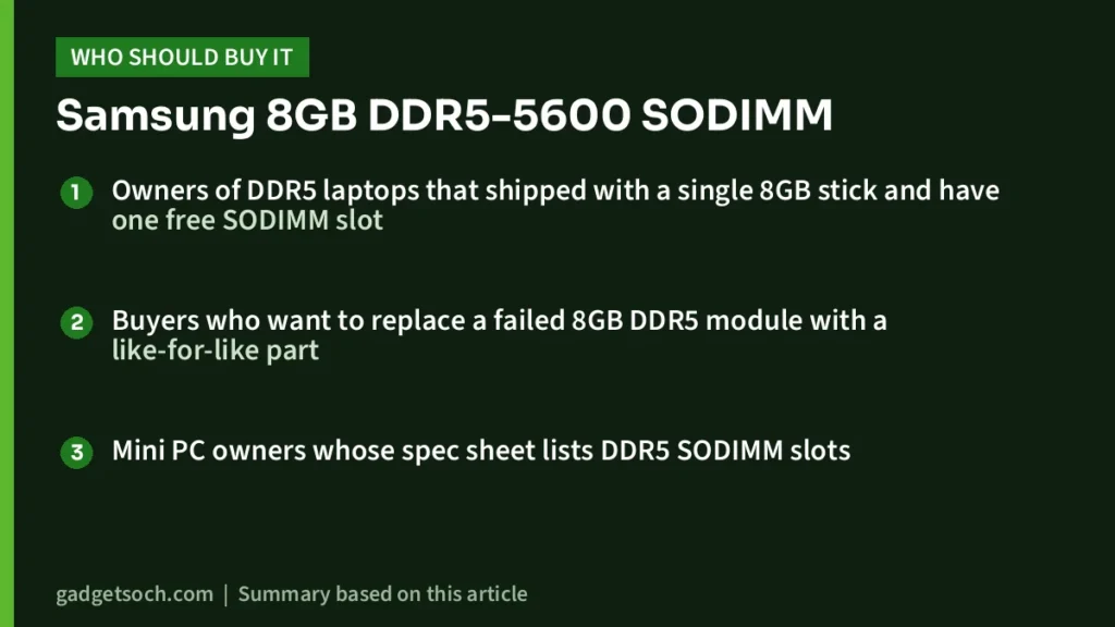 Who should buy the Samsung 8GB DDR5-5600 SODIMM