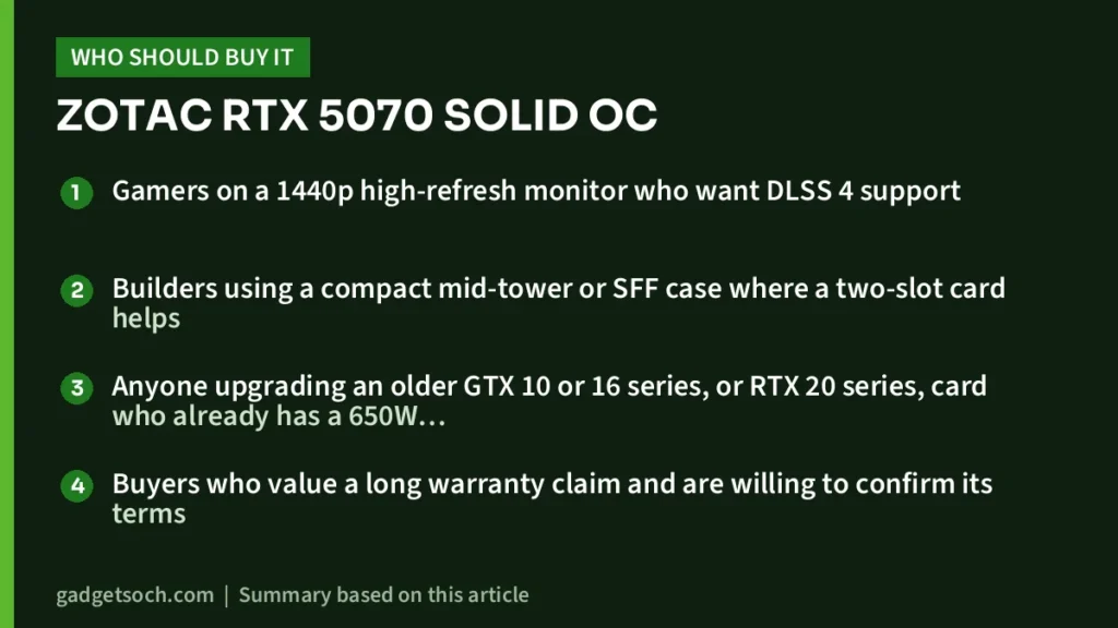 Who should buy the RTX 5070 SOLID OC