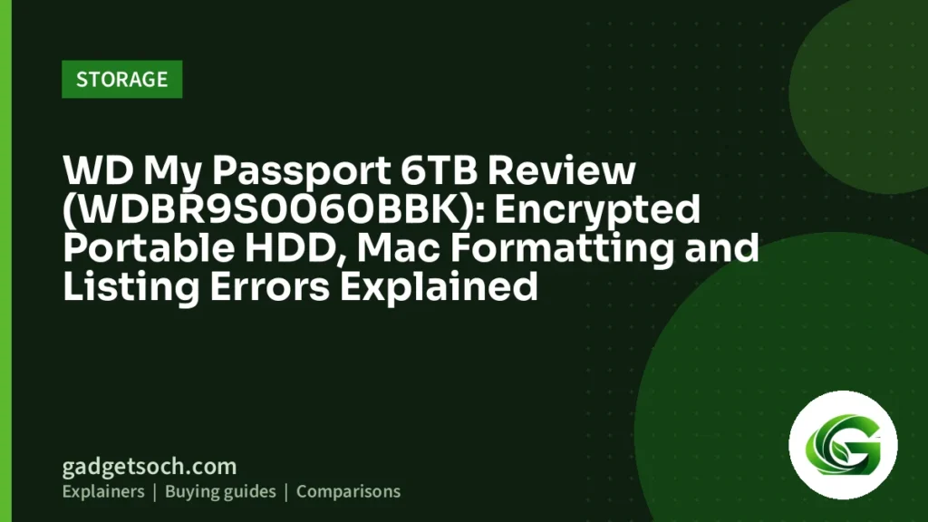 Cover graphic: WD My Passport 6TB Review (WDBR9S0060BBK): Encrypted Portable HDD, Mac Formatting and Listing Errors Explained