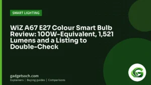 Cover graphic: WiZ A67 E27 Colour Smart Bulb Review: 100W-Equivalent, 1,521 Lumens and a Listing to Double-Check